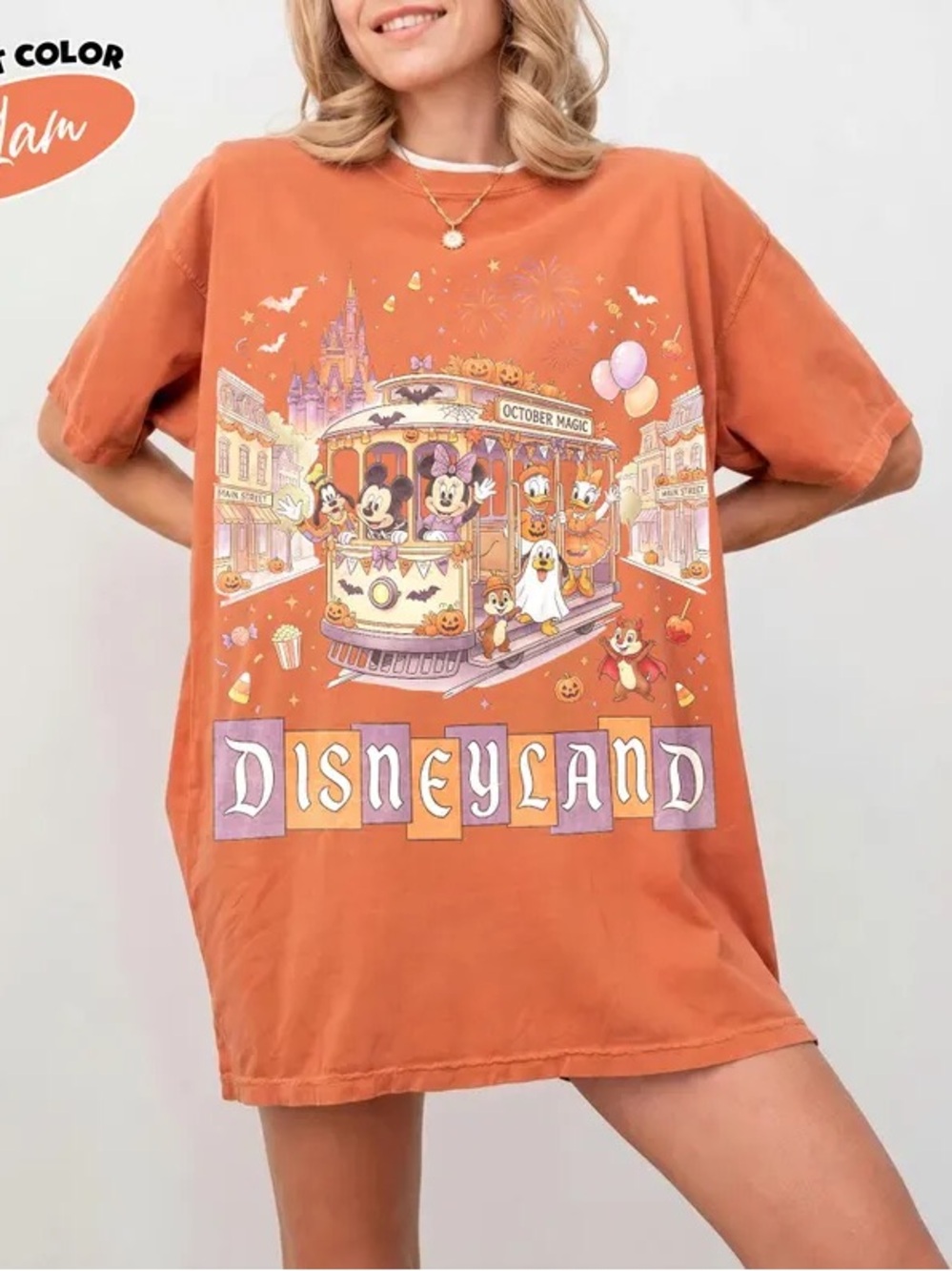 Disneyland October Magic Trolley Halloween with Mickey and friends T-shirt - Picture 6 of 9